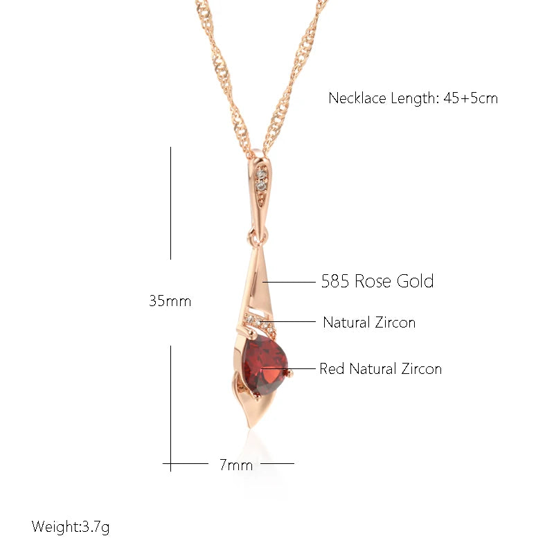 New Luxury Natural 585 rose Gold Pendant Necklace 022