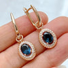 Kinel Hot Shiny Blue Natural Zircon dangle earrings for women in 585 rose gold color, featuring high-quality jewelry with a stylish design.