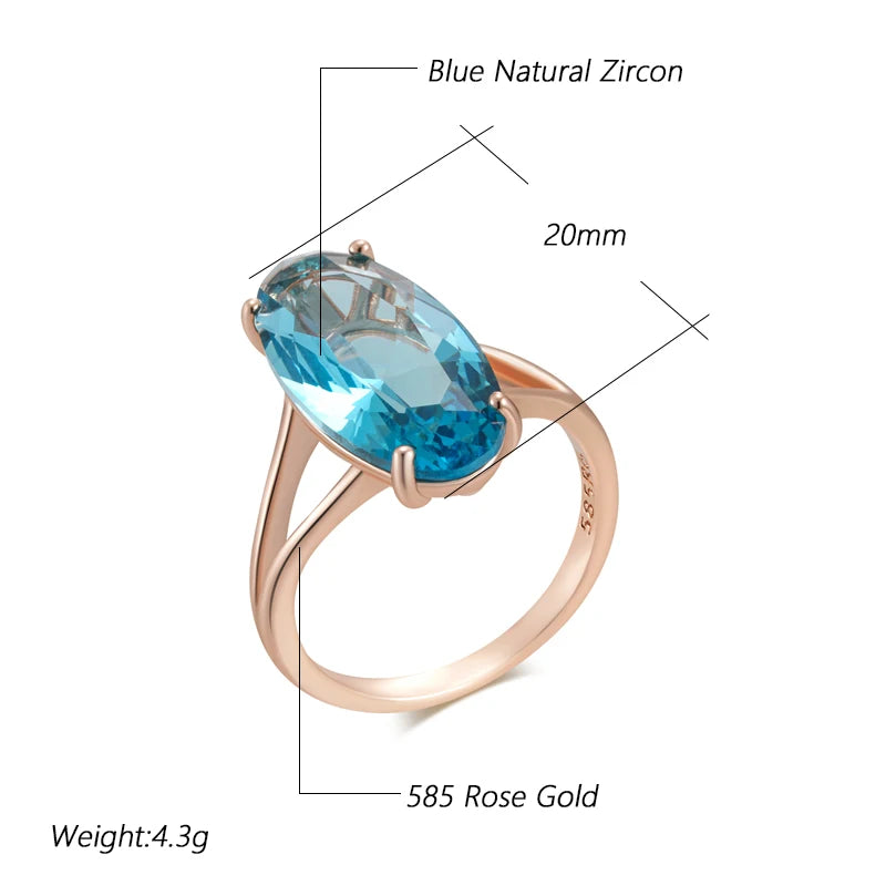 Blue Big Oval Wedding Rings