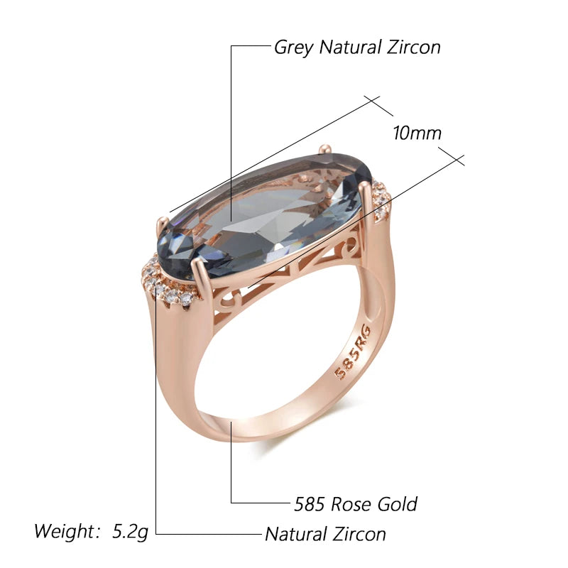 Hot Grey Big Oval Wedding Rings For Women