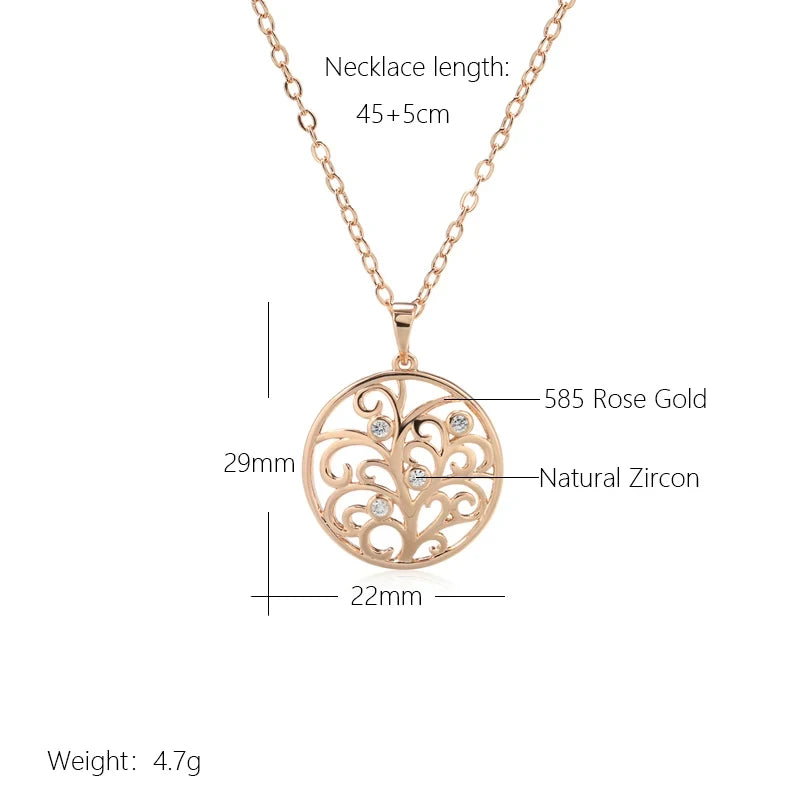 Rose Gold Colour Crystal Flower Pendant Necklace