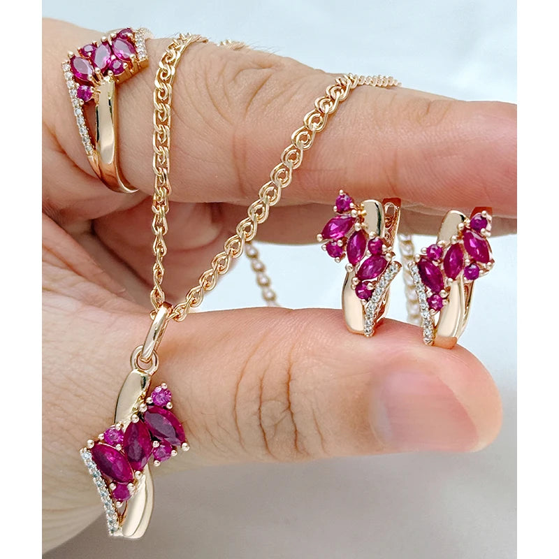Natural zircon ring, earrings, and necklace set for women by Legacy Magics, featuring sparkling zircon gemstones and elegant craftsmanship.