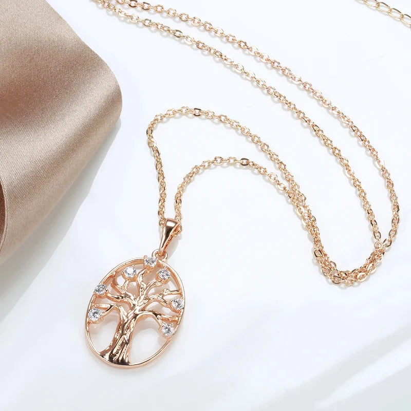 New Luxury Natural 585 rose Gold Pendant Necklace 007