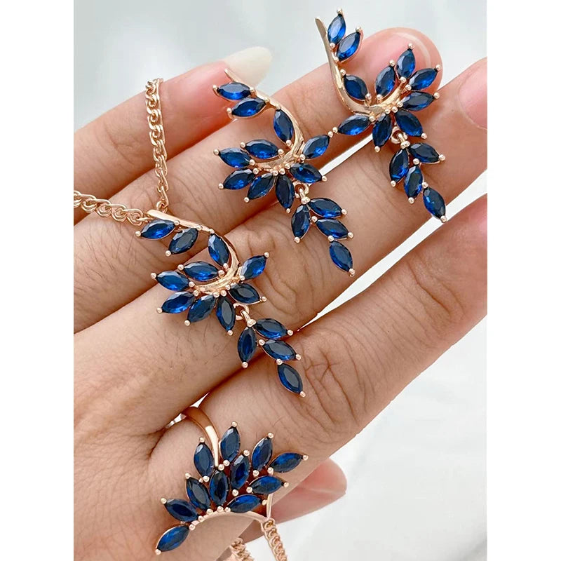 Natural zircon ring, earrings, and necklace set for women by Legacy Magics featuring elegant, sparkling jewelry with a natural zircon design.