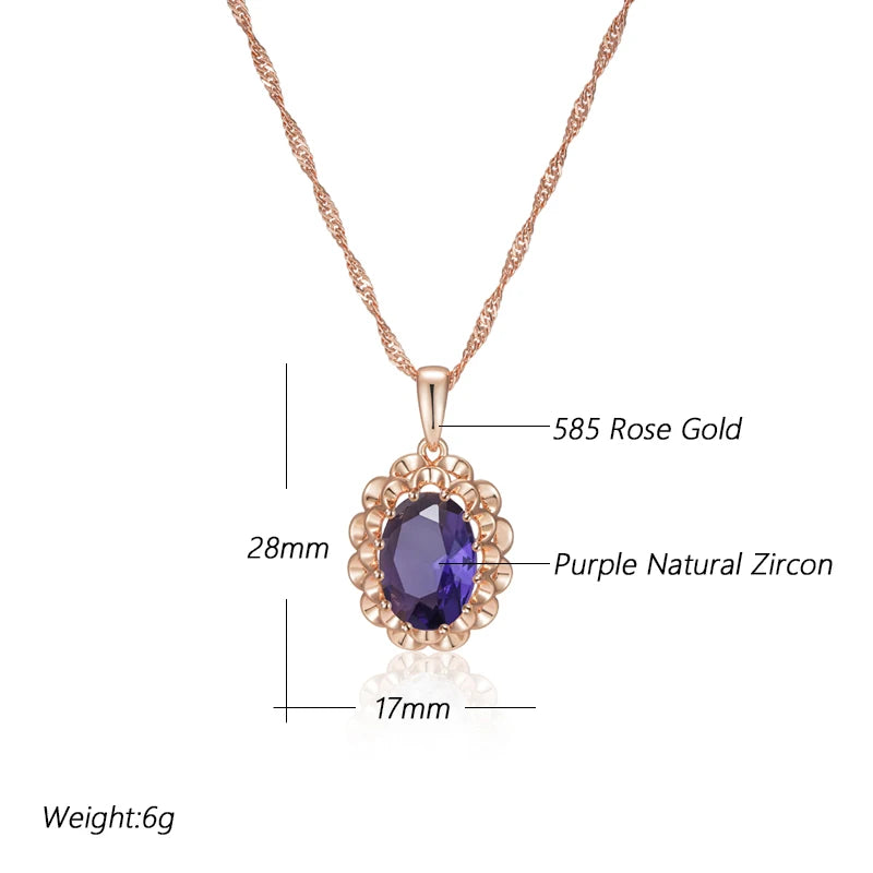 Big Purple Crystal Flower Pendant Necklace
