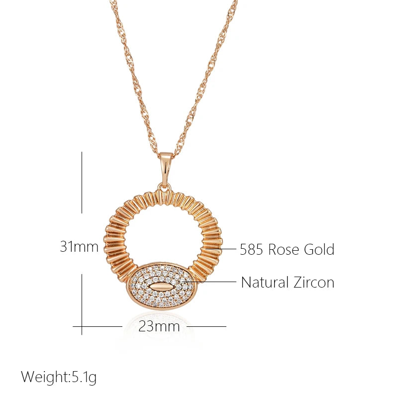 New Luxury Natural 585 rose Gold Pendant Necklace 015