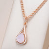 Hot Pink Natural Zircon Water Drop Pendant Necklace
