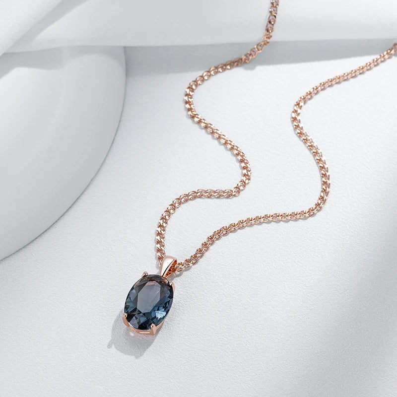 Hot Oval Grey Crystal Pendant Necklace