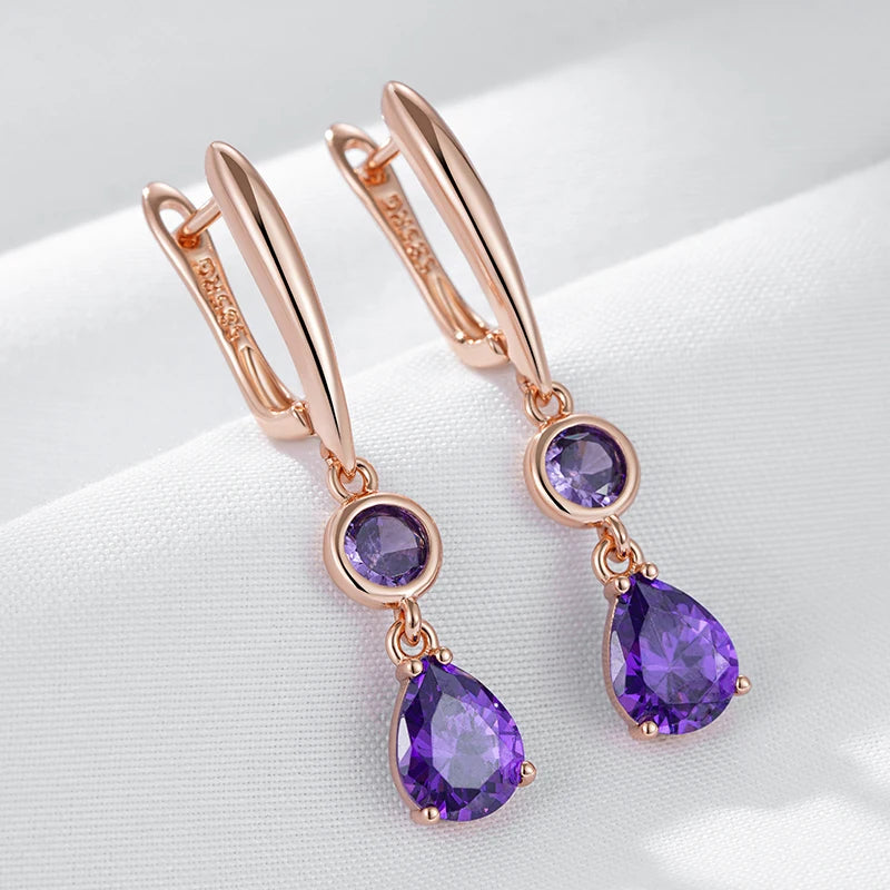 Hot Shiny Purple Long Dangle Earrings