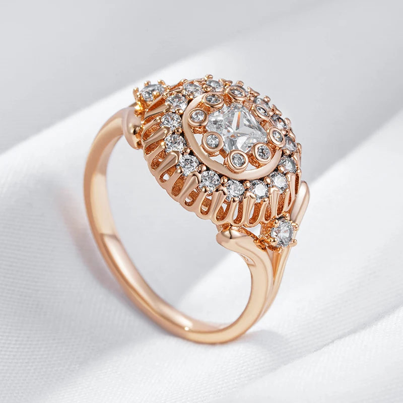 Shiny Natural Unique Crystal Flower Rings