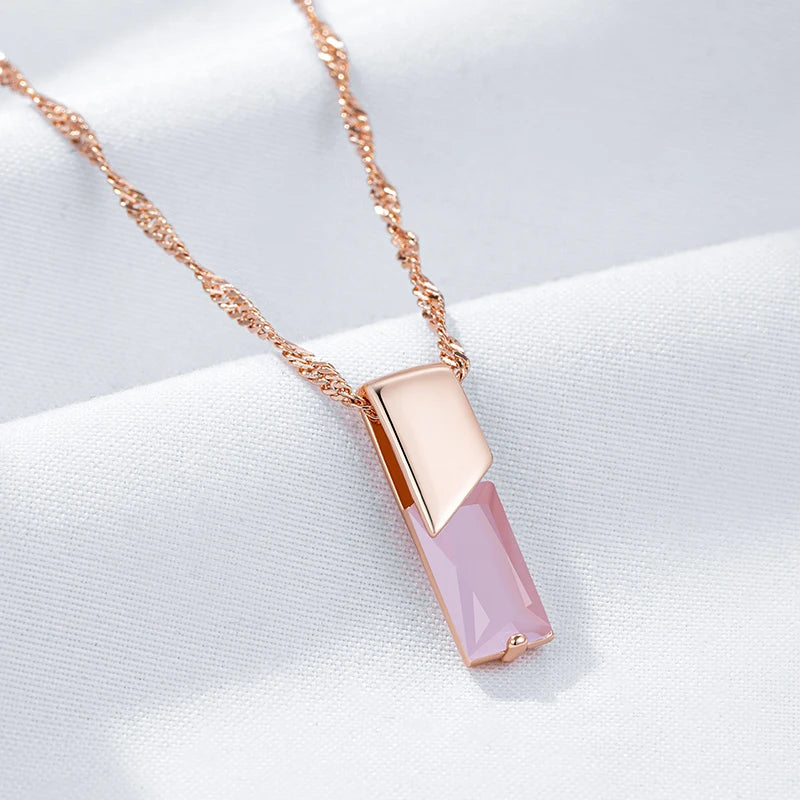 New Luxury Natural 585 rose Gold Pendant Necklace 009