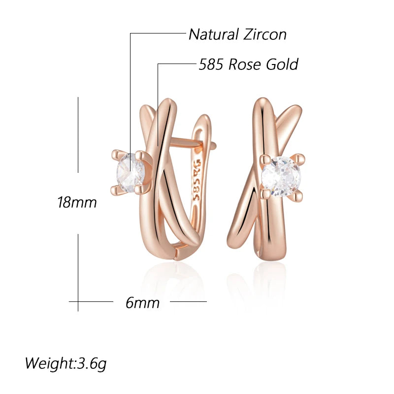 Rose Gold Colour Glossy Geometric Dangle Earrings