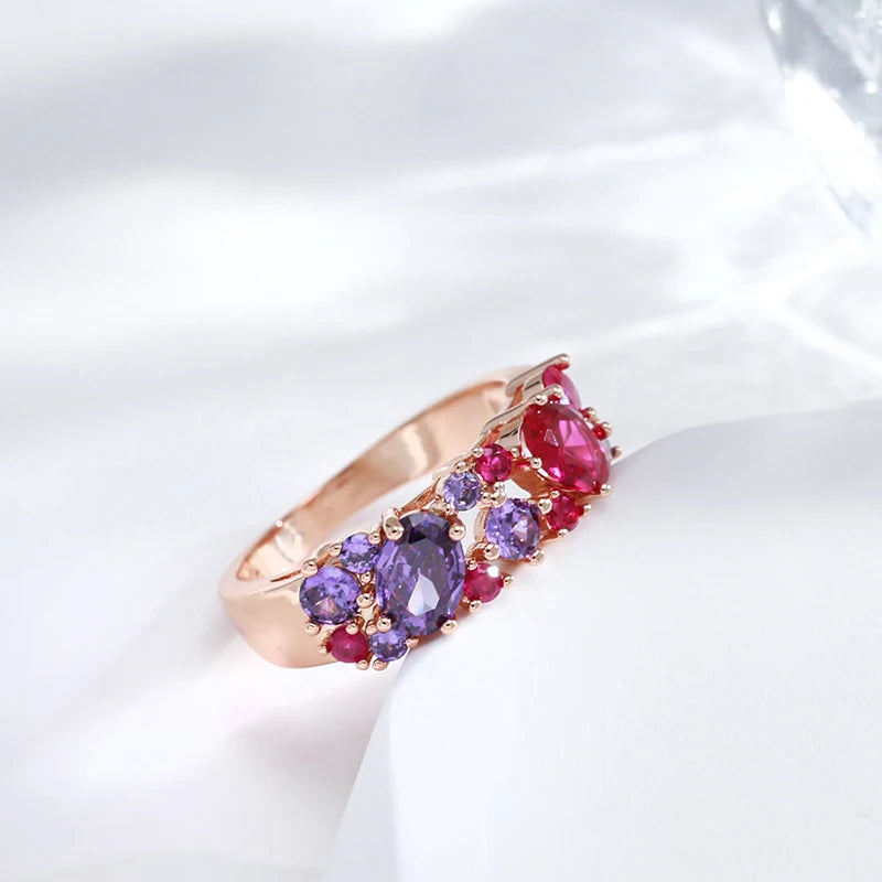 New Vintage Party Purple Gold Rings
