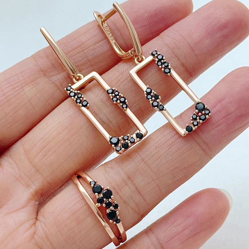 Natural zircon jewelry set including ring, earrings, and necklace for women by Legacy Magics featuring sparkling zircon stones.