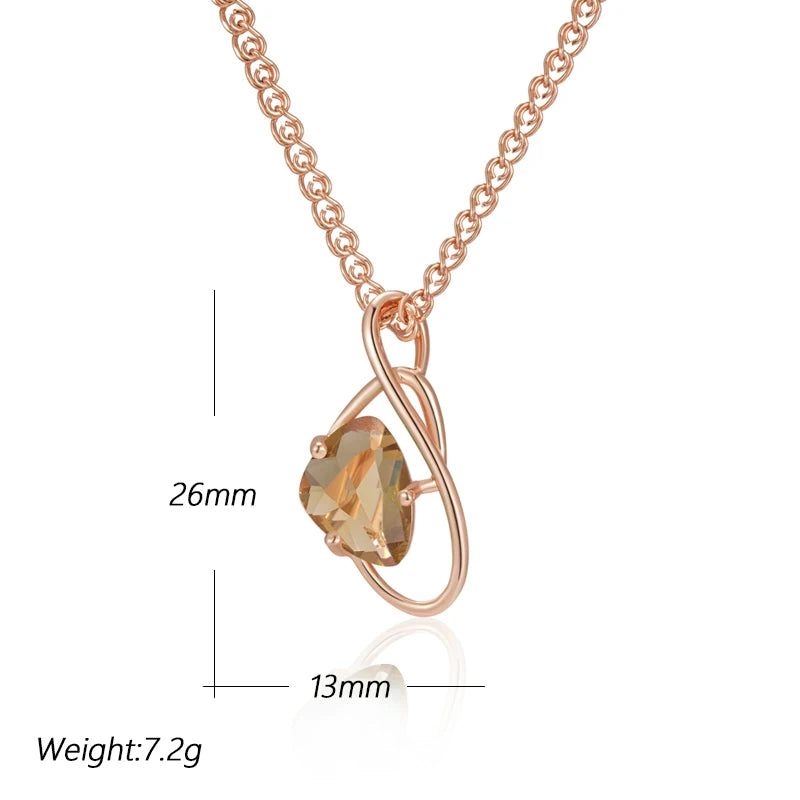 New Luxury Natural 585 rose Gold Pendant Necklace 004