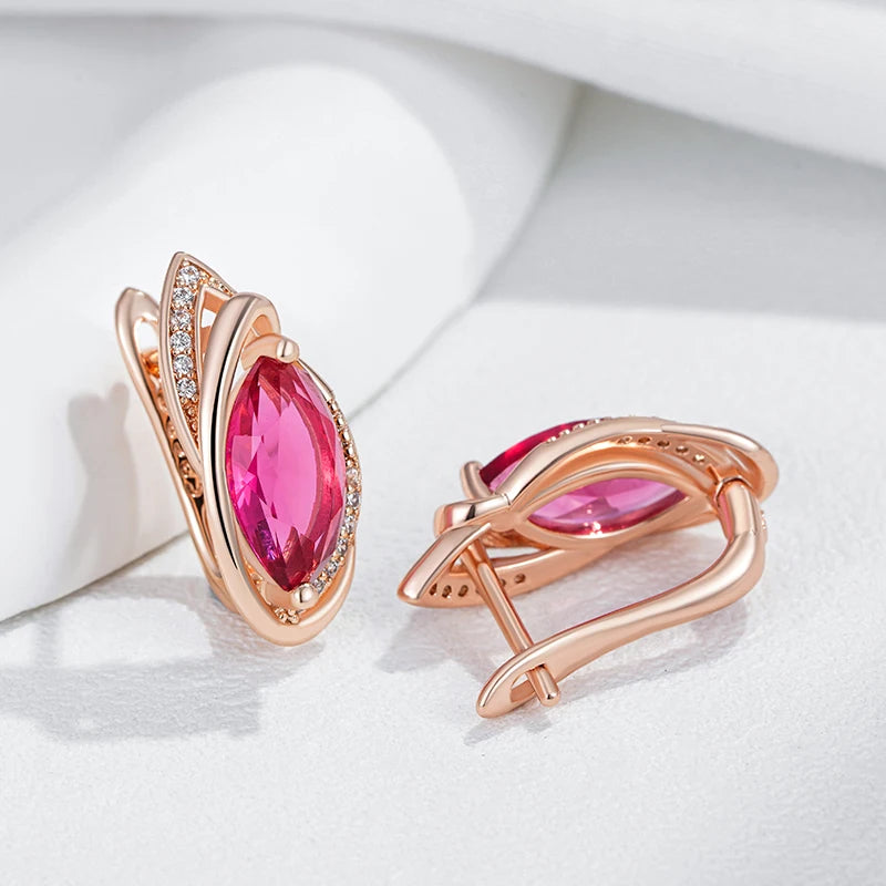 Red Rhombus Natural Drop Earrings