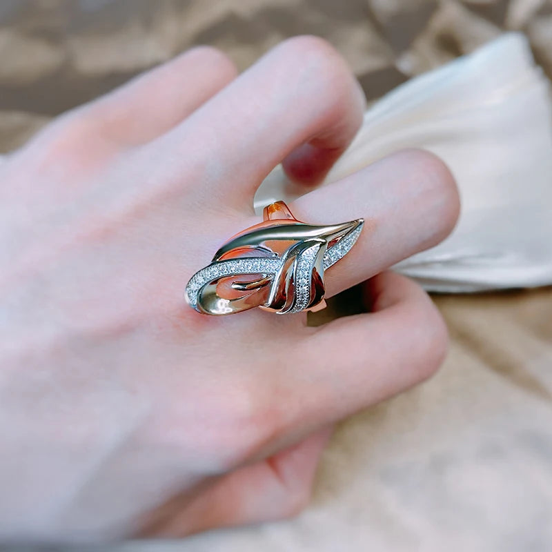 Trend Big Vintage Natural Glossy Metal Ethnic Bride Ring 068