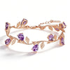 Kinel Luxury 585 rose gold petal bracelet for women with shiny purple zircon accents, ethnic wedding jewelry by Legacy Magics