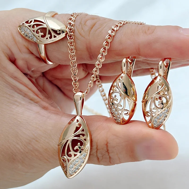 Natural zircon jewelry set including ring, earrings, and necklace for women by Legacy Magics, featuring sparkling zircon stones.